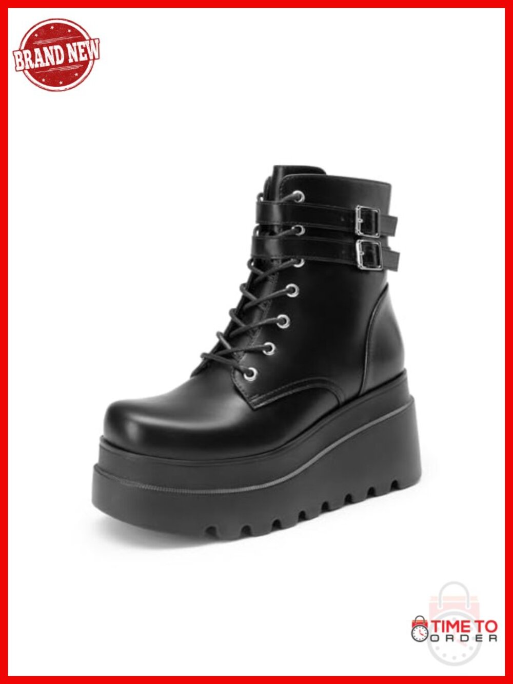 Chunky Platform Combat Ankle Boots Goth High Heel Lace Up Motorcycle Booties